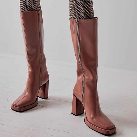 Free People Jeffrey Campbell Taysha Tall Boots Maximal Knee High Square Toe Pink - Picture 16 of 16